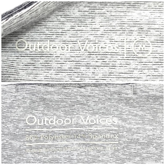 Outdoor Voices 3/4 Tri-tone Color Leggings in White with Gray - Picture 7 of 8